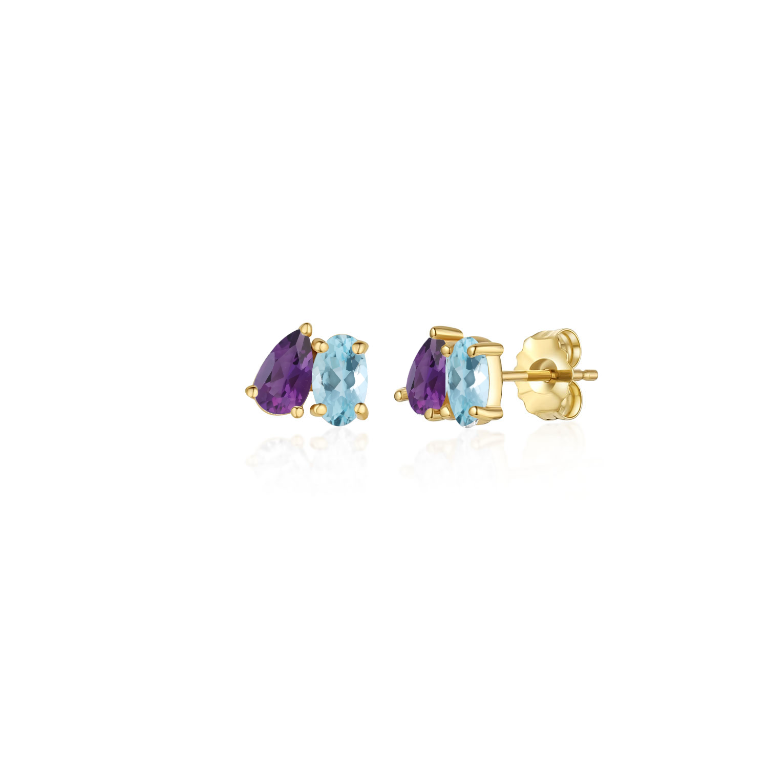 Custom Toi et Moi Studs, Prong Set