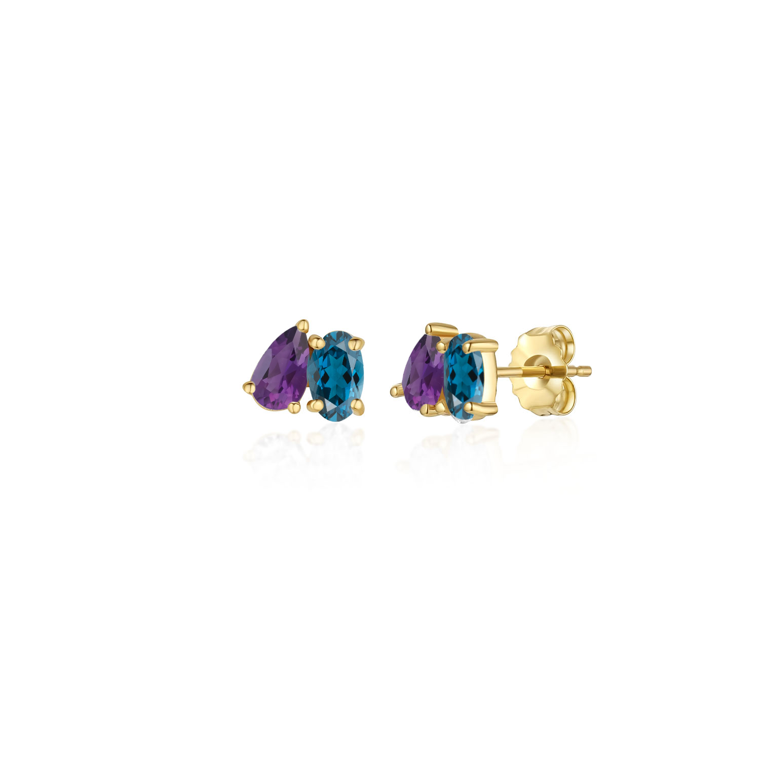 Custom Toi et Moi Studs, Prong Set