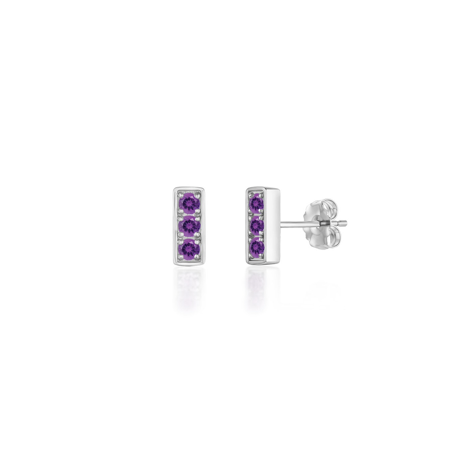 Trilogy Stud Earrings, Amethyst