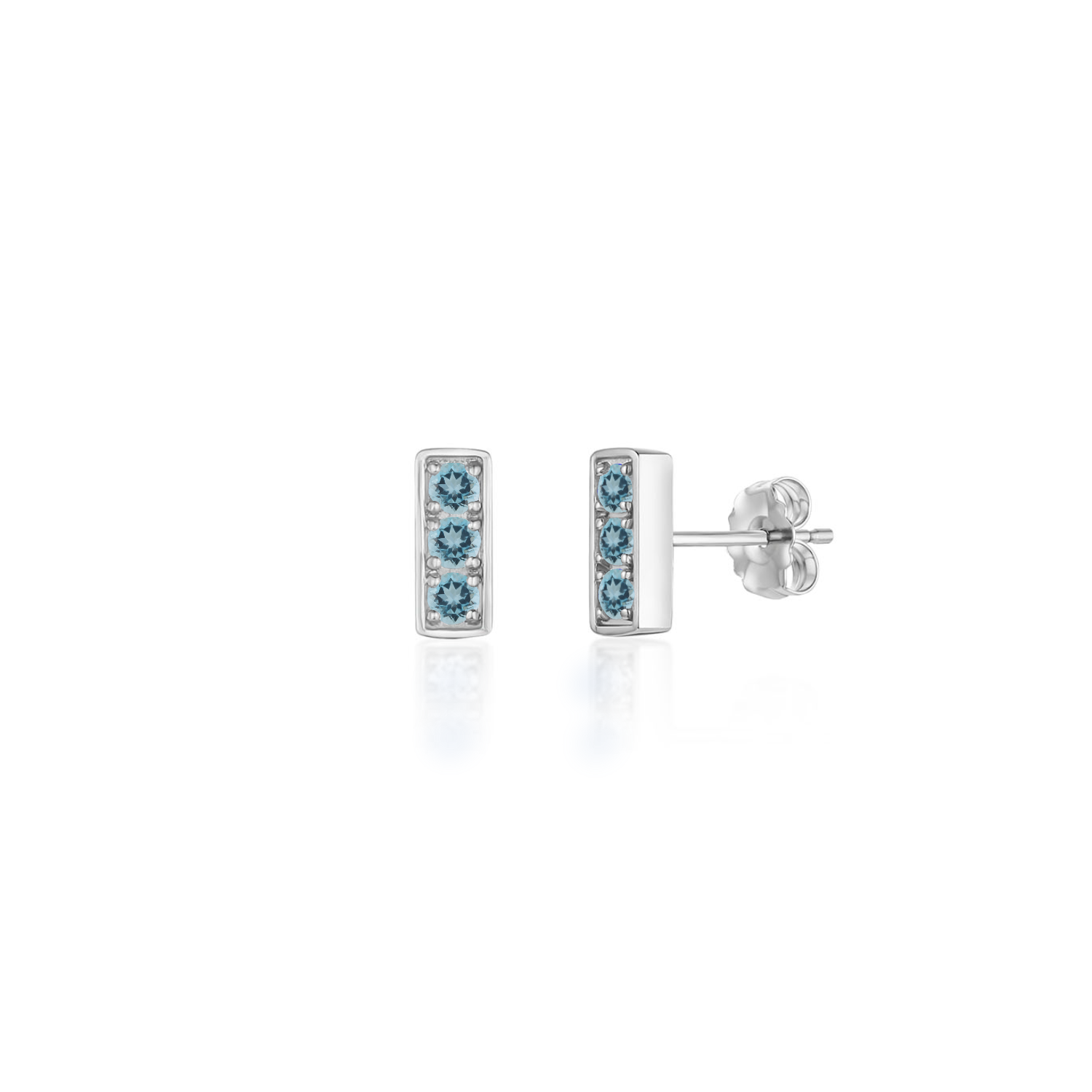 Trilogy Stud Earrings, Aquamarine