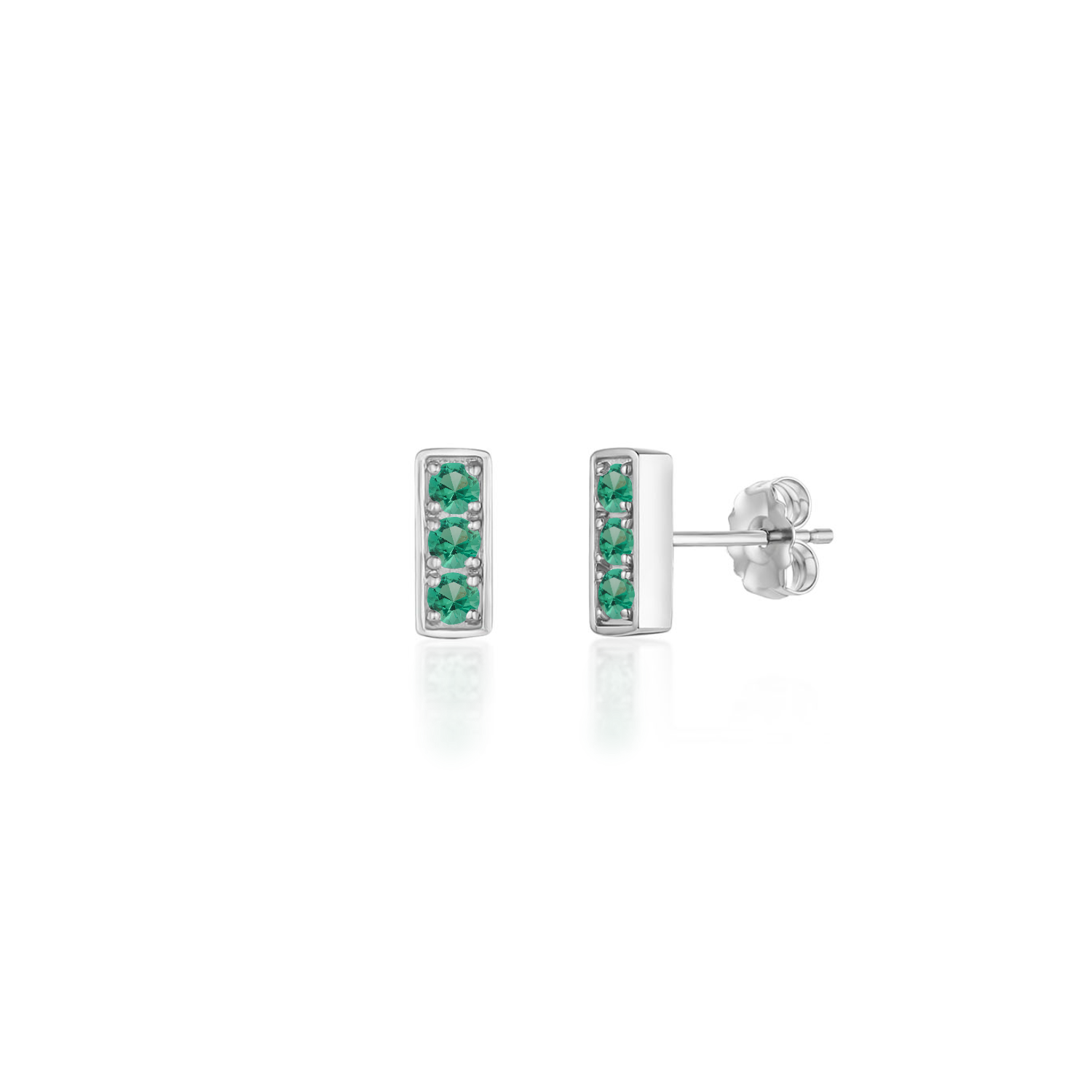 Trilogy Stud Earrings, Emerald