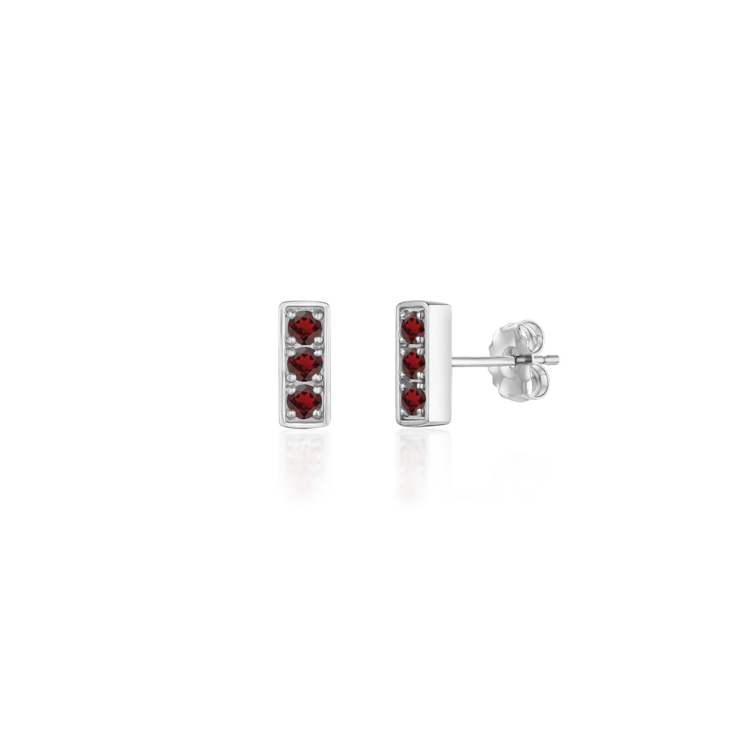 Trilogy Stud Earrings, Garnet