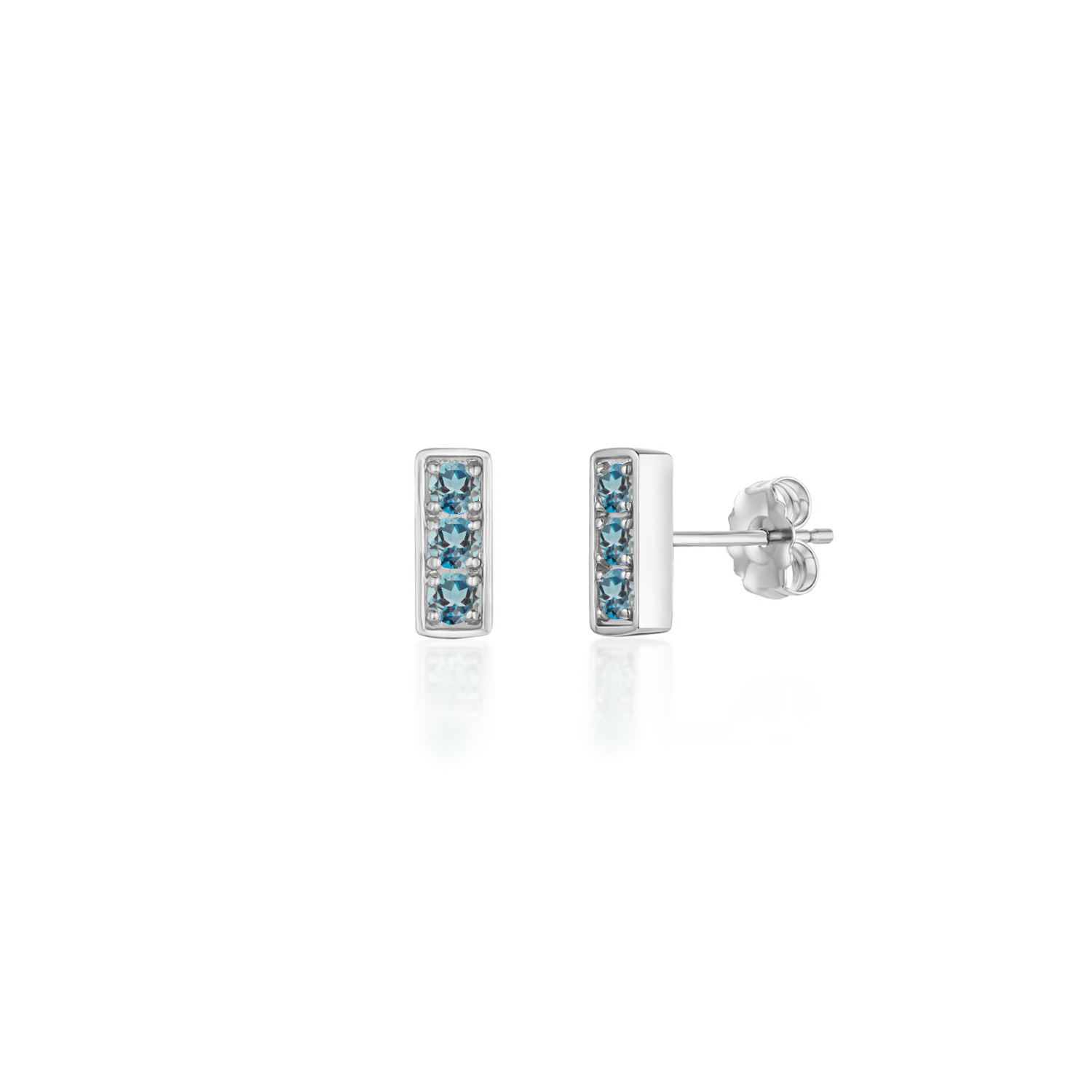Trilogy Stud Earrings, London Blue Topaz