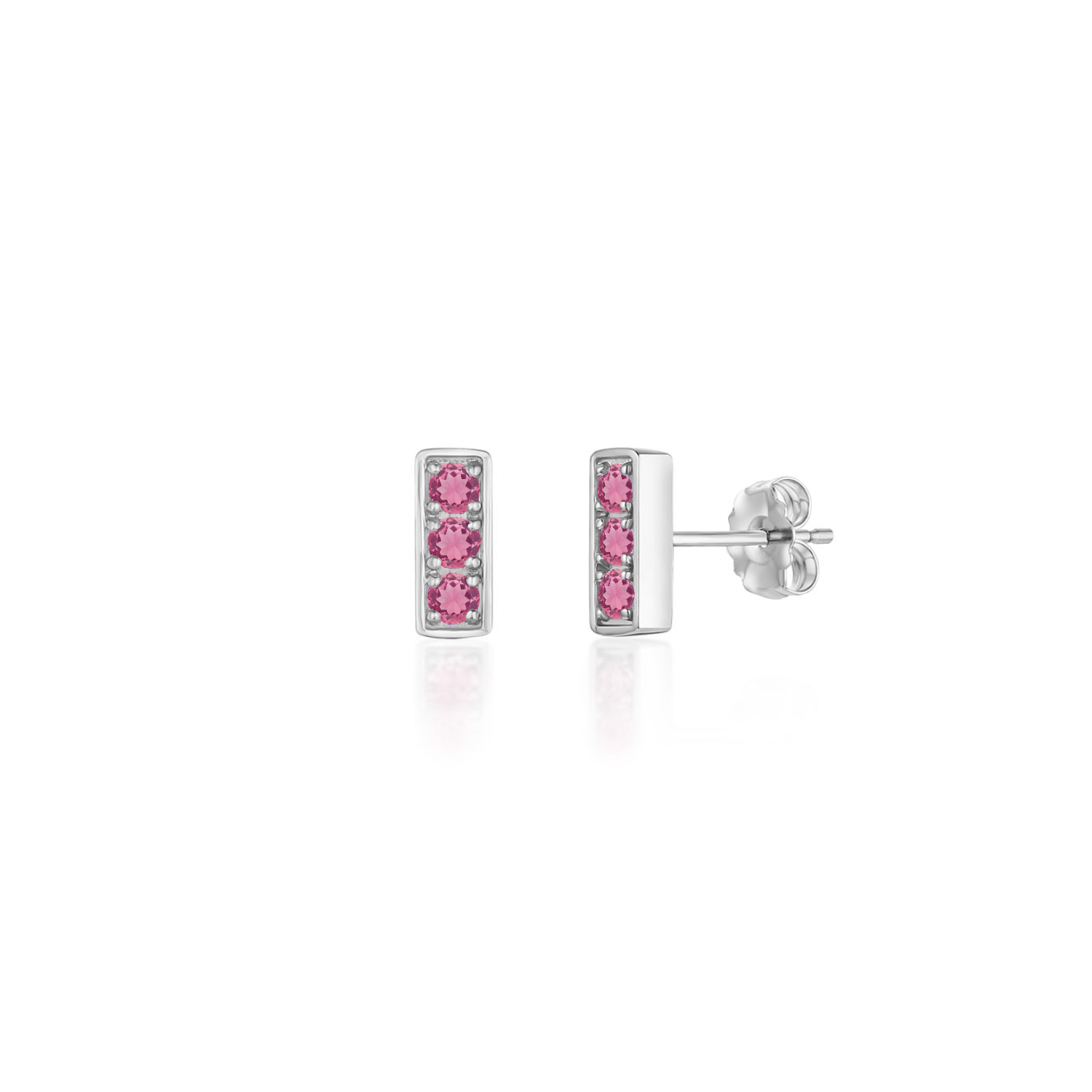 Trilogy Stud Earrings, Pink Tourmaline