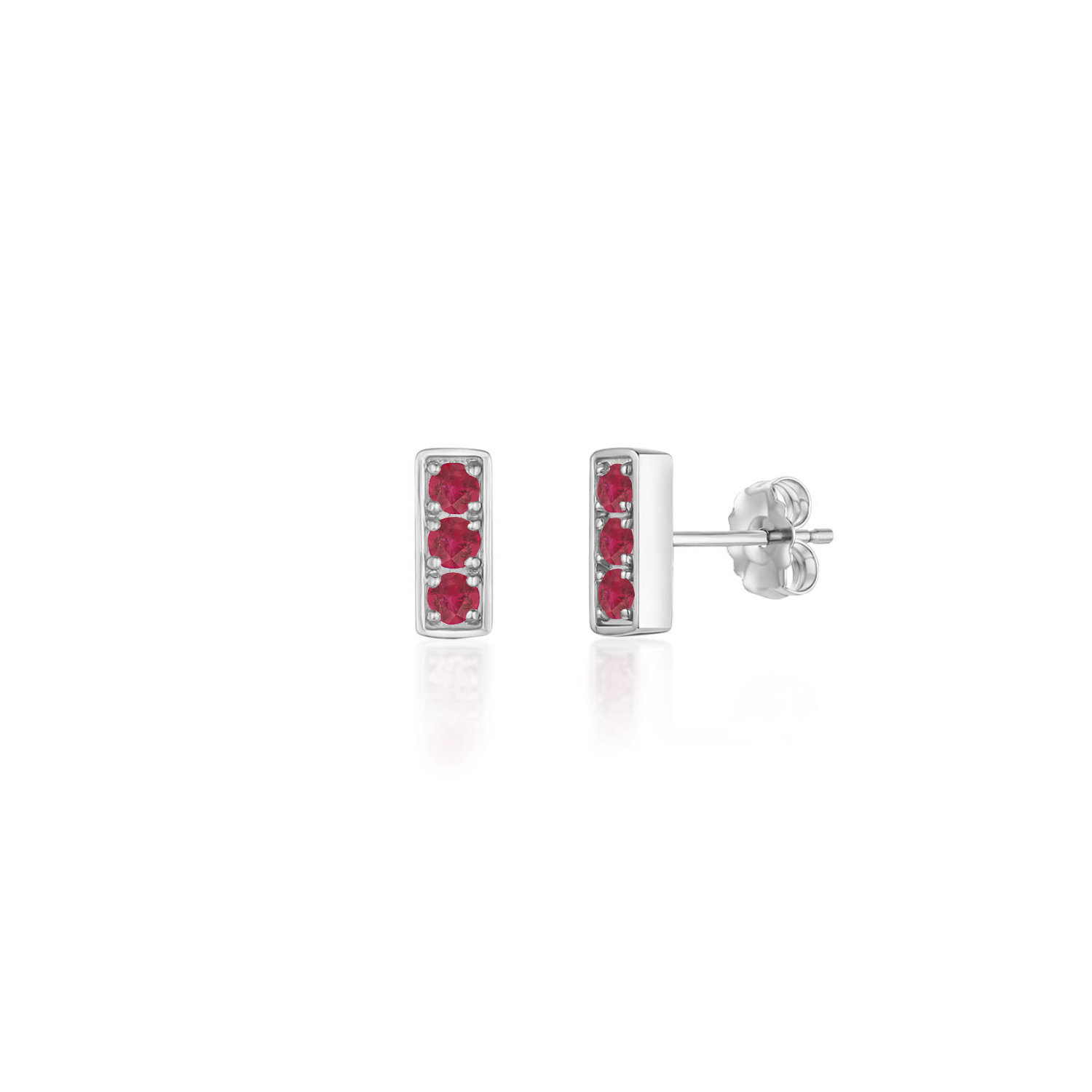 Trilogy Stud Earrings, Ruby