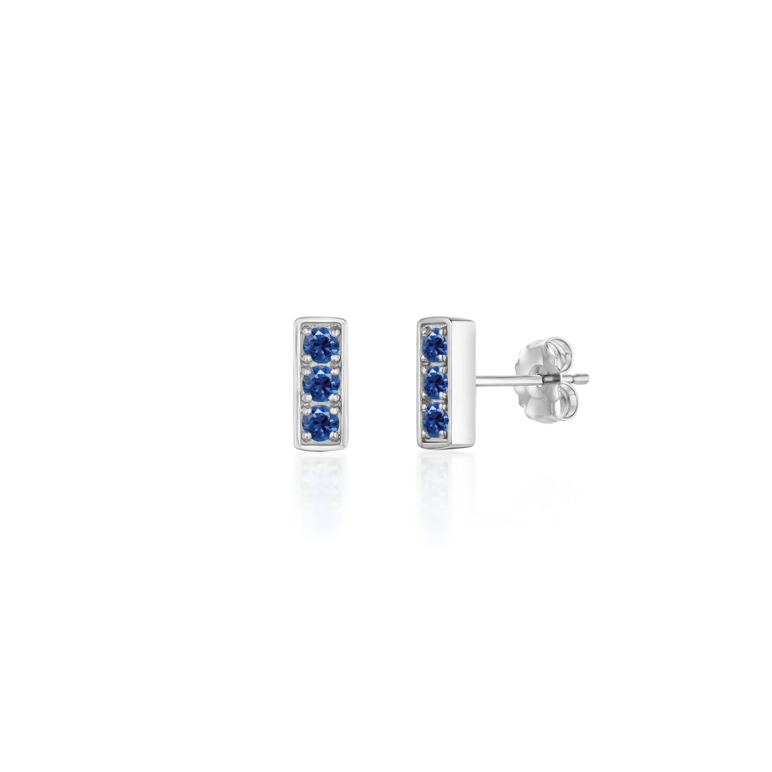 Trilogy Stud Earrings, Sapphire